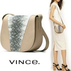 Vince Lizard Embossed Leather Crossbody Bag